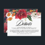 Carte D'accompagnement Rustic Falling Feuille Automne Détails du Mariage<br><div class="desc">Cette carte de détails mariage d'automne personnalisable permet aux clients de connaître les détails de votre événement. Il présente des amaryllis aquarelle, des roses, des ranunculus et des chrysanthèmes avec un motif floral assorti. Personnalisez en ajoutant vos détails. Cette carte aux détails floraux est parfaite pour les mariages d'automne et...</div>