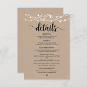 Carte D'accompagnement Rustic Farm String Lights design, détails Mariages (Devant / Derrière)