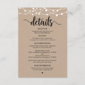 Carte D'accompagnement Rustic Farm String Lights design, détails Mariages (Devant)