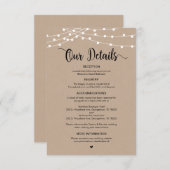 Carte D'accompagnement Rustic Farm String Lights design, détails Mariages (Devant / Derrière)