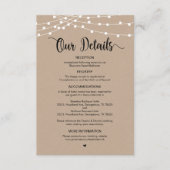 Carte D'accompagnement Rustic Farm String Lights design, détails Mariages (Devant)