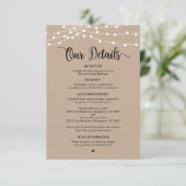 Carte D'accompagnement Rustic Farm String Lights design, détails Mariages (Debout devant)