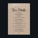 Carte D'accompagnement Rustic Farm String Lights design, détails Mariages<br><div class="desc">Il s'agit de la Rustic Farm, String Lights, Black Script, Mariage Details Encape Card, où vous pouvez inclure votre réception de mariage, options d'hébergement, votre site Web mariage et d'autres. Vous pouvez modifier les couleurs de police et ajouter les détails de votre mariage dans la police / lettering correspondante. #TeeshaDerrick...</div>