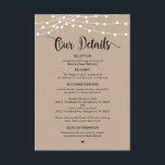 Carte D'accompagnement Rustic Farm String Lights design, détails Mariages<br><div class="desc">Il s'agit de la Rustic Farm, String Lights, Black Script, Mariage Details Encape Card, où vous pouvez inclure votre réception de mariage, options d'hébergement, votre site Web mariage et d'autres. Vous pouvez modifier les couleurs de police et ajouter les détails de votre mariage dans la police / lettering correspondante. #TeeshaDerrick...</div>