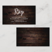 Carte D'accompagnement Rustic Farm Wood, police blanche, réponse RSVP (Devant / Derrière)