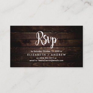 Carte D'accompagnement Rustic Farm Wood, police blanche, réponse RSVP