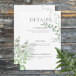 Carte D'accompagnement Rustic Fern Green Foliage White Détails du Mariage<br><div class="desc">Présentant notre carte de détails mariages verticaux enchanteresses, où l'élégance rencontre la nature en parfaite harmonie. Un cadre ovale doux et plumé, orné d'une végétation luxuriante, de lierre, de fougères, etc., magnifiquement dressé contre un arrière - plan blanc immaculé. Découvrez l'essence d'une escapade romantique dans les bois avec cette magnifique...</div>