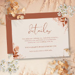 Carte D'accompagnement Rustic Floral Automne Détails du Mariage de automn<br><div class="desc">Cette élégante carte de détails mariage de automne d'automne fleurie rustique peut être personnalisée avec vos informations dans la typographie chic. Conçu par Thisisnotme©</div>