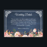 Carte D'accompagnement Rustic Floral Blue Chalkboard Détails du Mariage<br><div class="desc">Carte Rustique Floral Blue Chalkboard Détails Mariage. (1) Pour plus de personnalisation, cliquez sur le lien "customiser plus loin" et utilisez notre outil de conception pour modifier ce modèle. (2) Si vous préférez les papiers plus épais / Finition mat, vous pouvez envisager de choisir le type de papier mat. (3)...</div>