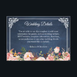 Carte D'accompagnement Rustic Floral Blue Chalkboard Détails du Mariage<br><div class="desc">Carte Rustique Floral Blue Chalkboard Détails Mariage. (1) Pour plus de personnalisation, cliquez sur le lien "customiser plus loin" et utilisez notre outil de conception pour modifier ce modèle. (2) Si vous préférez les papiers plus épais / Finition mat, vous pouvez envisager de choisir le type de papier mat. (3)...</div>