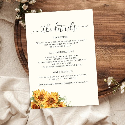 Carte D'accompagnement Rustic floral elegant wedding guest details