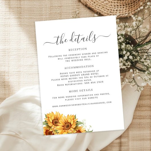 Carte D'accompagnement Rustic floral elegant wedding guest details