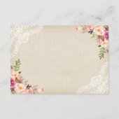 Carte D'accompagnement Rustic Floral Lace Burlap Détails du Mariage (Dos)