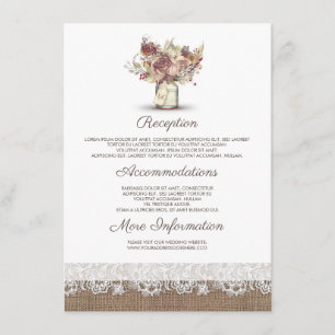 Carte D'accompagnement Rustic Floral Mason Jar Informations Mariage Invit