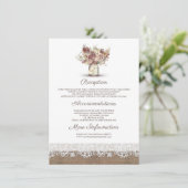 Carte D'accompagnement Rustic Floral Mason Jar Informations Mariage Invit (Debout devant)