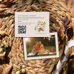 Carte D'accompagnement Rustic Floral Photo QR Code Site Mariage<br><div class="desc">Carte de site web de mariage floral rustique avec code qr et votre photo au dos. Le design présente un beau bouquet de fleurs aux couleurs mariage neutres et terreuses dans les tons marron, rose vif, ivoire et bronze. Boho chic boho automne design floral de campagne avec élégant, simple lettrage...</div>