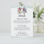 Carte D'accompagnement Rustic Floral Vache Skull Boho Détails / Direction (Debout devant)