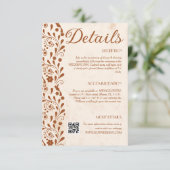 Carte D'accompagnement Rustic Floral Wedding Details QR code (Debout devant)
