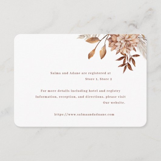 Carte D'accompagnement Rustic Floral Wedding Enclosure Card – Earthy Eleg (Devant)