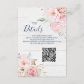 Carte D'accompagnement Rustic Floral Wedding QR code Details Insert (Devant)