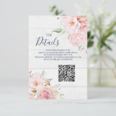 Carte D'accompagnement Rustic Floral Wedding QR code Details Insert (Debout devant)