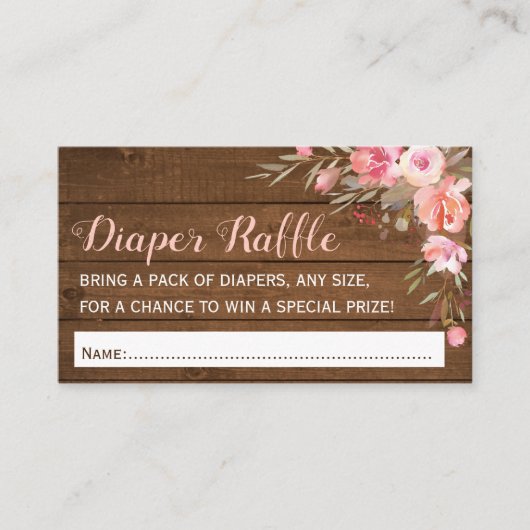 Carte D'accompagnement Rustic Girl Baby shower rose Refle Tickets (Devant)