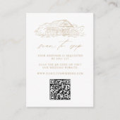 Carte D'accompagnement Rustic Gold Barn Mariage QR Code site web RSVP (Devant)