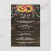 Carte D'accompagnement Rustic Grange Wood Country Sunflowers Mariage (Devant)