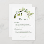 Carte D'accompagnement Rustic Green Bough Détails du Mariage (Devant / Derrière)