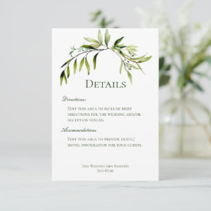 Carte D'accompagnement Rustic Green Bough Détails du Mariage