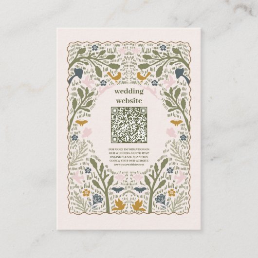 Carte D'accompagnement Rustic Green Woodland Mariage QR Code (Devant)