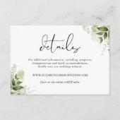 Carte D'accompagnement Rustic Greenery Feuilles Élégant détails de mariag (Devant)