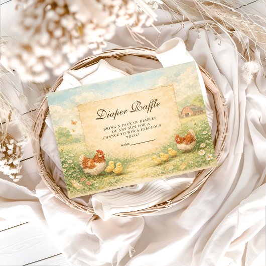Carte D'accompagnement Rustic Hen and Chicks Diapper Raffle