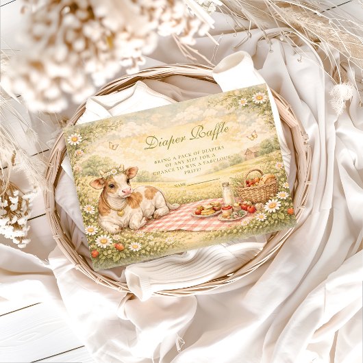 Carte D'accompagnement Rustic Highland Cow Diapper Raffle