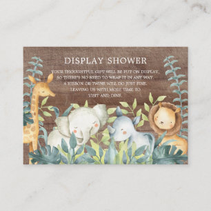 Carte D'accompagnement Rustic Jungle Animaux Baby Cadeau Afficher Douche