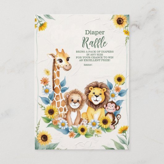 Carte D'accompagnement Rustic Jungle Safari Animaux Raffle Diapper (Devant)