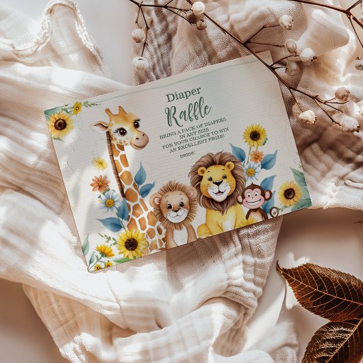 Carte D'accompagnement Rustic Jungle Safari Animaux Raffle Diapper