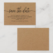 Carte D'accompagnement Rustic Kraft Script Simple Enregistrer La Date (Devant / Derrière)