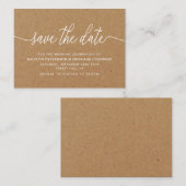 Carte D'accompagnement Rustic Kraft Script Simple Enregistrer La Date (Devant / Derrière)