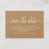 Carte D'accompagnement Rustic Kraft Script Simple Enregistrer La Date (Devant)