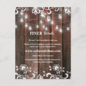 Carte D'accompagnement Rustic Lace Wood String Lights Wedding Details (Devant)