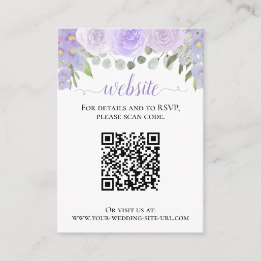 Carte D'accompagnement Rustic Lavender Rose site Mariage QR Code (Devant)