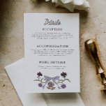Carte D'accompagnement Rustic Lilac Bows and Blossoms Détails du Mariage<br><div class="desc">Carte coquette et carénage rustique avec illustration dessinée à la main des arcs et des fleurs lilas. Customisez cet invitation en ajoutant des informations sur votre mariage,  y compris la réception,  l'hébergement et le site Web.</div>