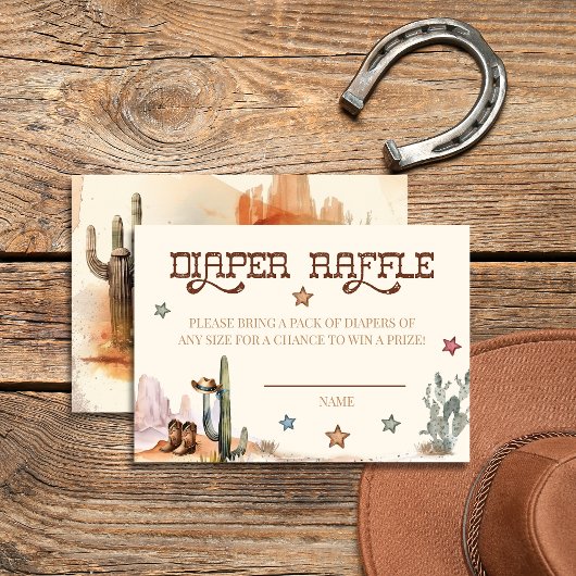 Carte D'accompagnement Rustic Little Cowboy Western Diaper Raffle Card