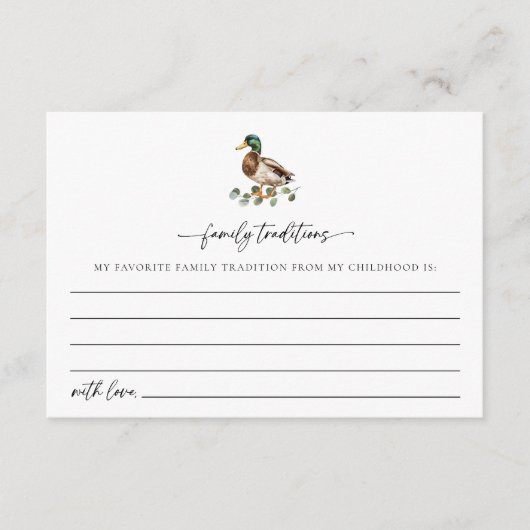 Carte D'accompagnement Rustic Mallard Duck Famille Traditions Baby shower (Devant)