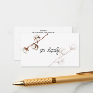 Carte D'accompagnement Rustic mariage trendy cotton Information Détail
