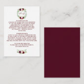 Carte D'accompagnement Rustic Marsala Floral Wreath Détails du Mariage (Devant / Derrière)