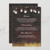 Carte D'accompagnement Rustic Mason Jar Lumières Mariage Information Invi (Devant / Derrière)