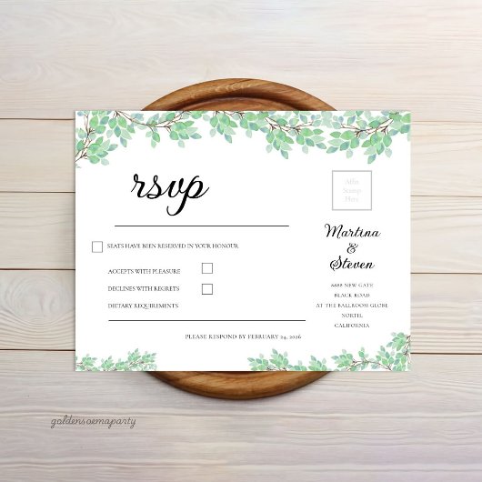 Carte D'accompagnement Rustic Modern Eucalyptus Greenery Wedding