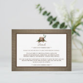 Carte D'accompagnement Rustic Monogram Tree & Burlap Mariage Détails (Debout devant)